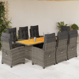 vidaXL 7-delige Tuinset met kussens poly rattan zwart