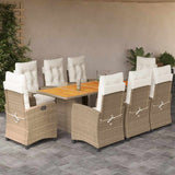 vidaXL 7-delige Tuinset met kussens poly rattan zwart