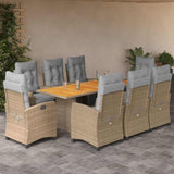 vidaXL 7-delige Tuinset met kussens poly rattan zwart