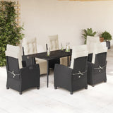 vidaXL 3-delige Tuinset met kussens poly rattan zwart