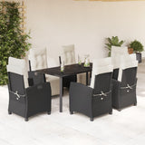 vidaXL 3-delige Tuinset met kussens poly rattan zwart