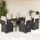 vidaXL 3-delige Tuinset met kussens poly rattan zwart