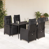 vidaXL 3-delige Tuinset met kussens poly rattan zwart