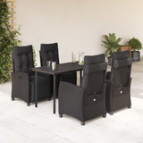 vidaXL 3-delige Tuinset met kussens poly rattan zwart