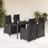 vidaXL 3-delige Tuinset met kussens poly rattan zwart
