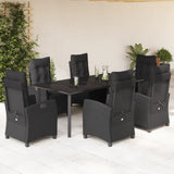 vidaXL 3-delige Tuinset met kussens poly rattan zwart