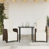 vidaXL 3-delige Tuinset met kussens poly rattan bruin