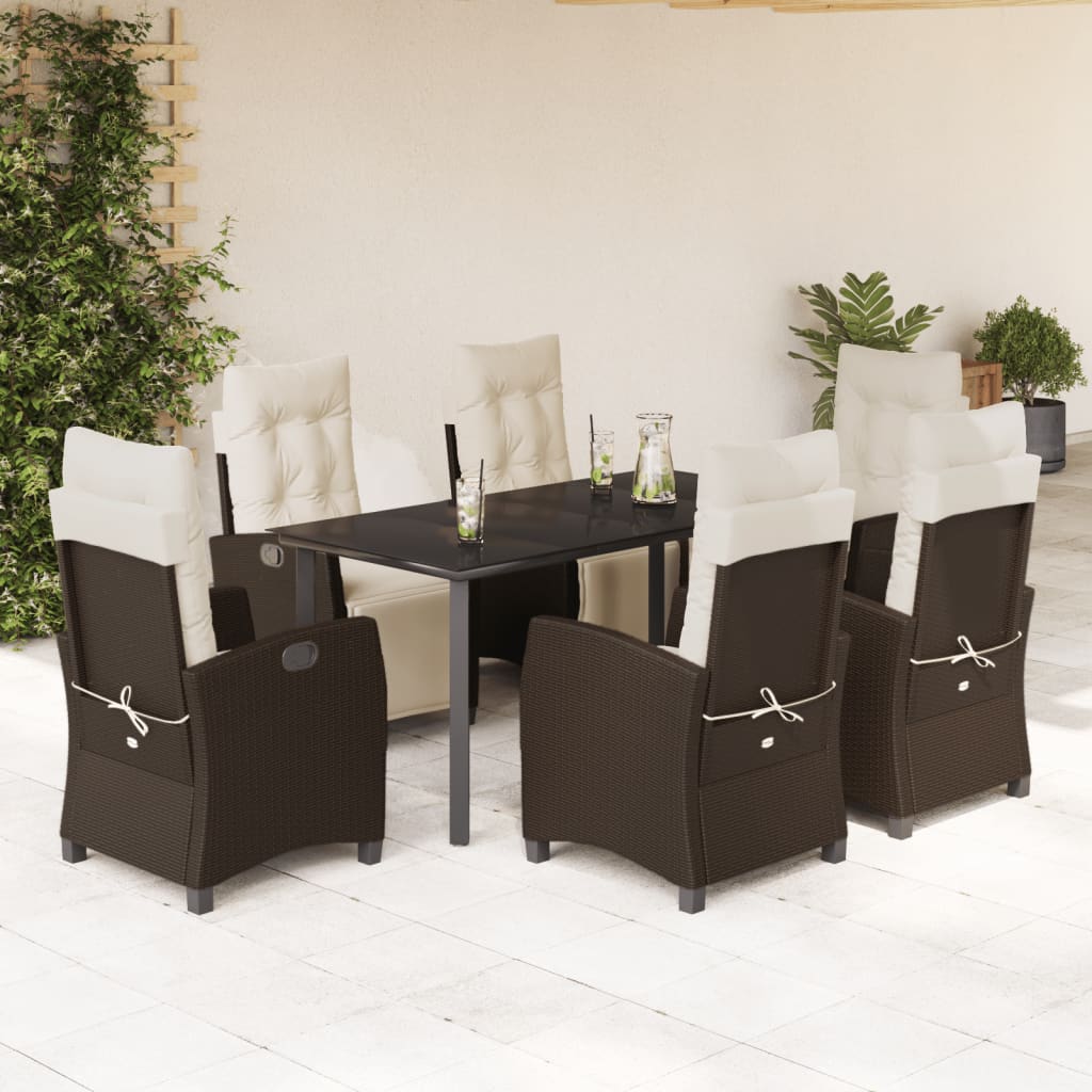 vidaXL 3-delige Tuinset met kussens poly rattan bruin