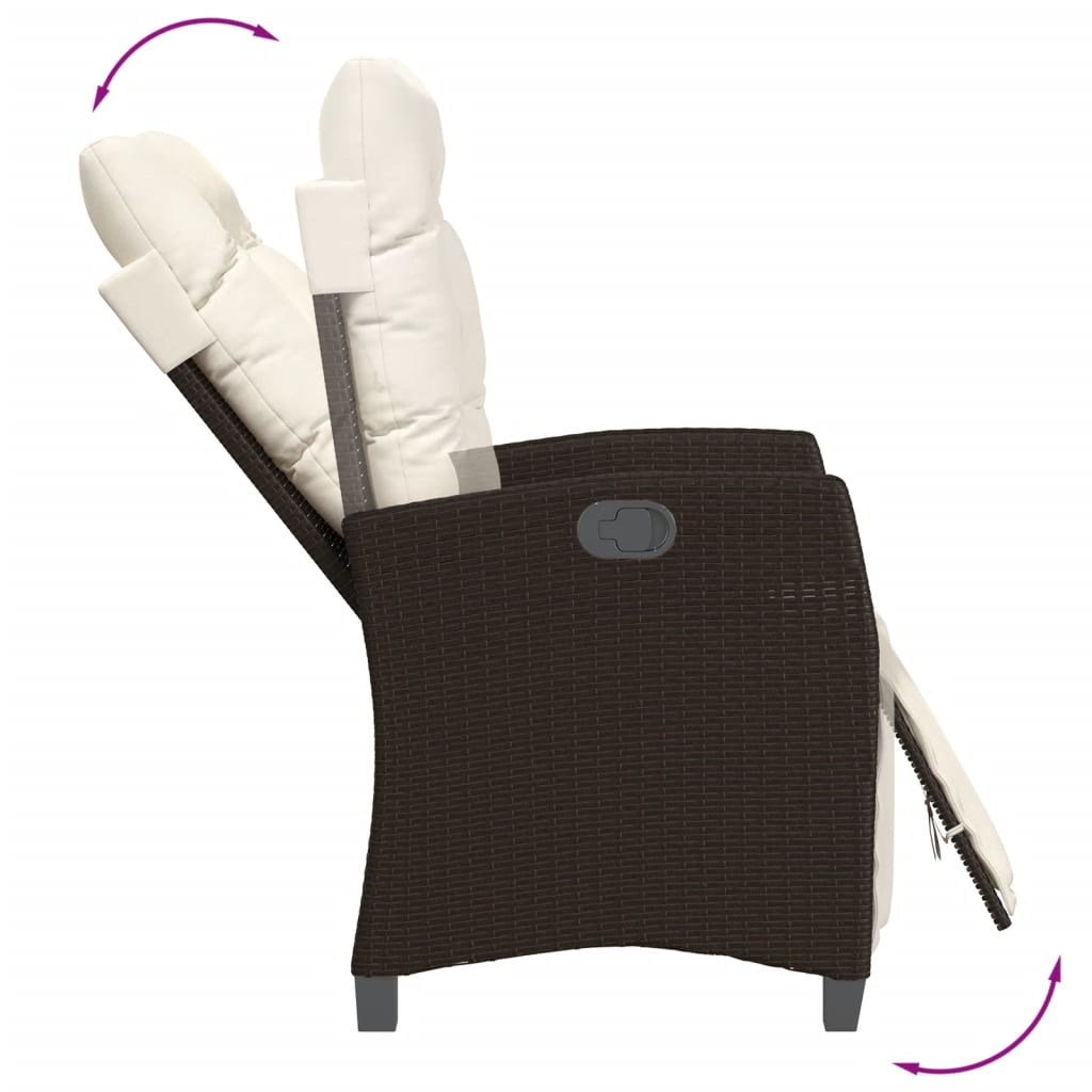 vidaXL 3-delige Tuinset met kussens poly rattan bruin