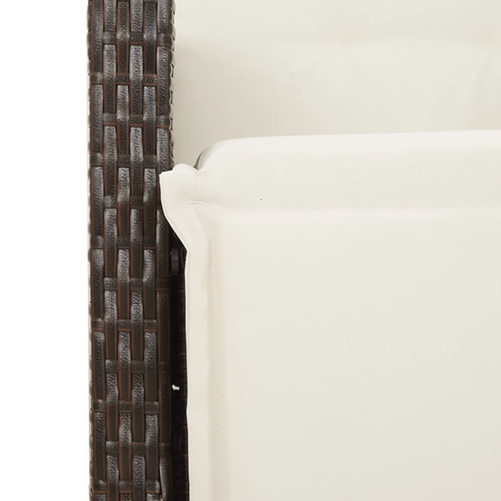 vidaXL 3-delige Tuinset met kussens poly rattan bruin