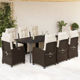 vidaXL 3-delige Tuinset met kussens poly rattan bruin