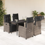 vidaXL 3-delige Tuinset met kussens poly rattan grijs
