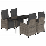 vidaXL 3-delige Tuinset met kussens poly rattan grijs