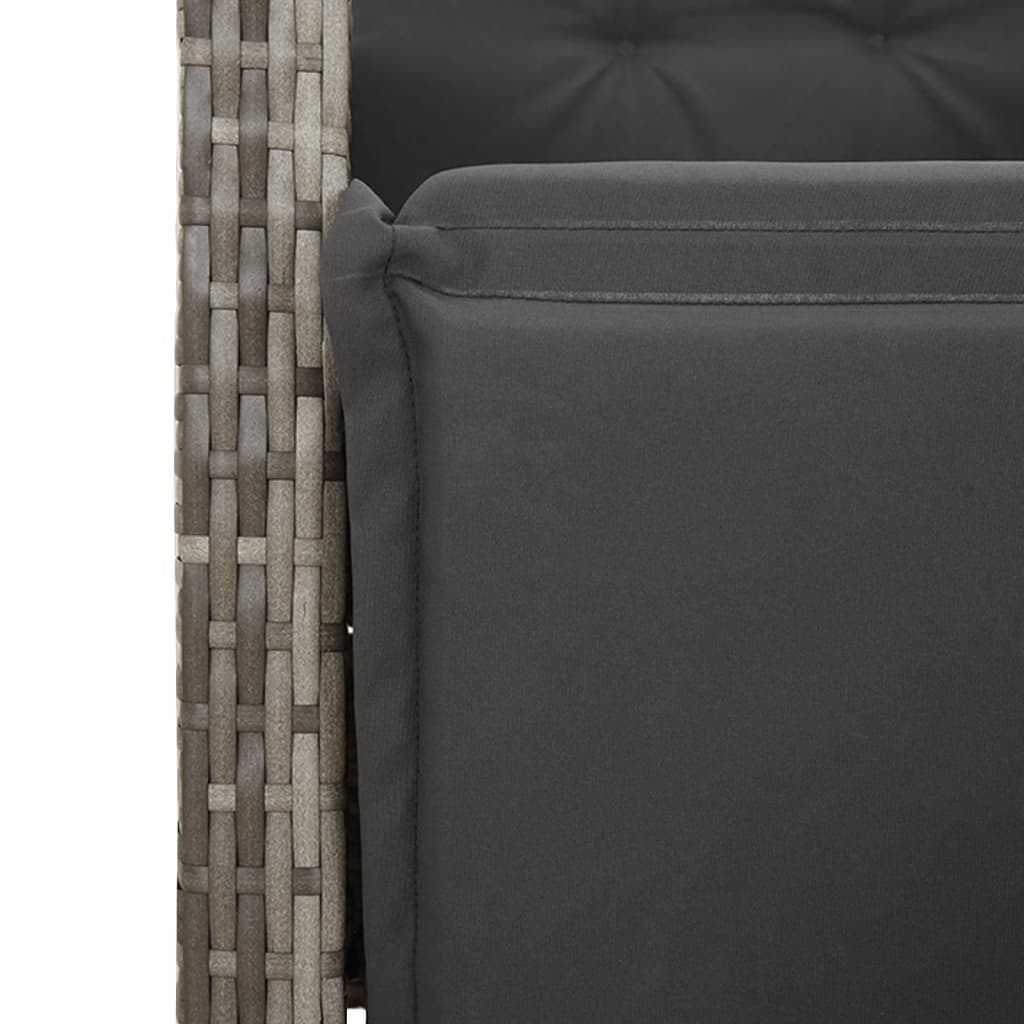 vidaXL 3-delige Tuinset met kussens poly rattan grijs