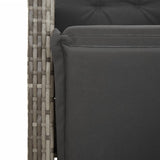 vidaXL 3-delige Tuinset met kussens poly rattan grijs