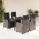 vidaXL 3-delige Tuinset met kussens poly rattan grijs