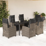vidaXL 3-delige Tuinset met kussens poly rattan grijs
