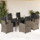 vidaXL 3-delige Tuinset met kussens poly rattan grijs