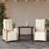 vidaXL 3-delige Tuinset met kussens poly rattan beige