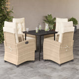 vidaXL 3-delige Tuinset met kussens poly rattan beige