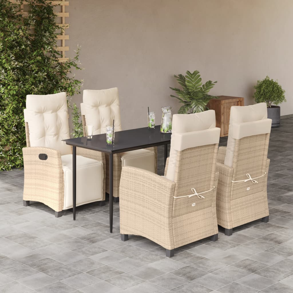 vidaXL 3-delige Tuinset met kussens poly rattan beige