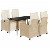 vidaXL 3-delige Tuinset met kussens poly rattan beige