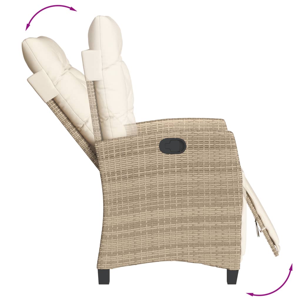 vidaXL 3-delige Tuinset met kussens poly rattan beige