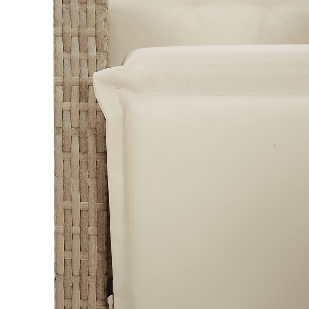 vidaXL 3-delige Tuinset met kussens poly rattan beige