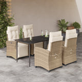 vidaXL 3-delige Tuinset met kussens poly rattan beige