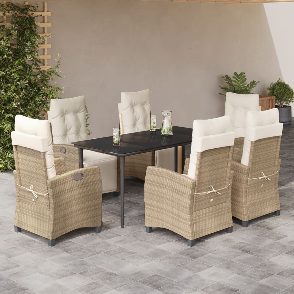 vidaXL 3-delige Tuinset met kussens poly rattan beige