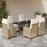 vidaXL 3-delige Tuinset met kussens poly rattan beige