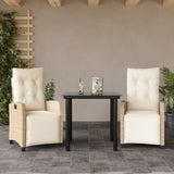 vidaXL 3-delige Tuinset met kussens poly rattan beige