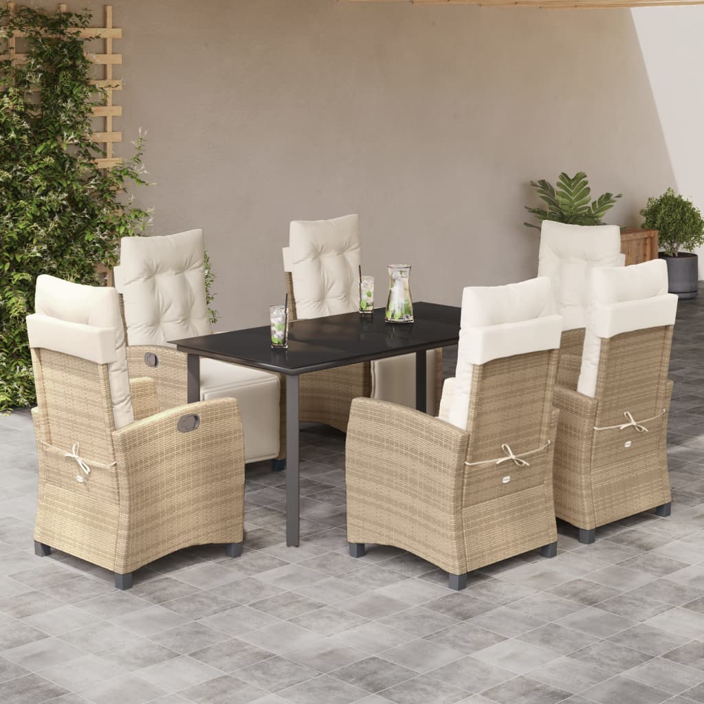 vidaXL 3-delige Tuinset met kussens poly rattan beige