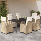 vidaXL 3-delige Tuinset met kussens poly rattan beige