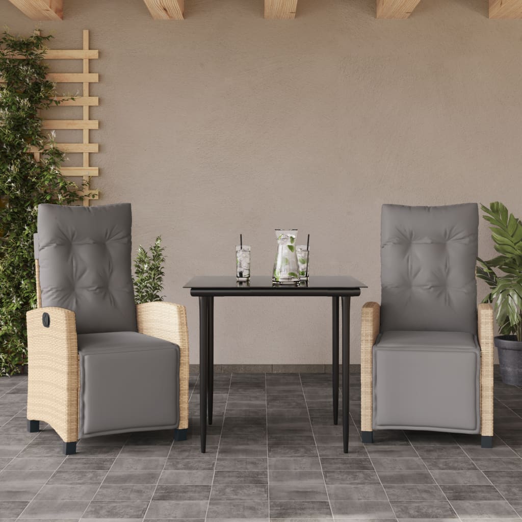 vidaXL 5-piece Garden Lounge Set with Cushions Poly Rattan Mixed Beige