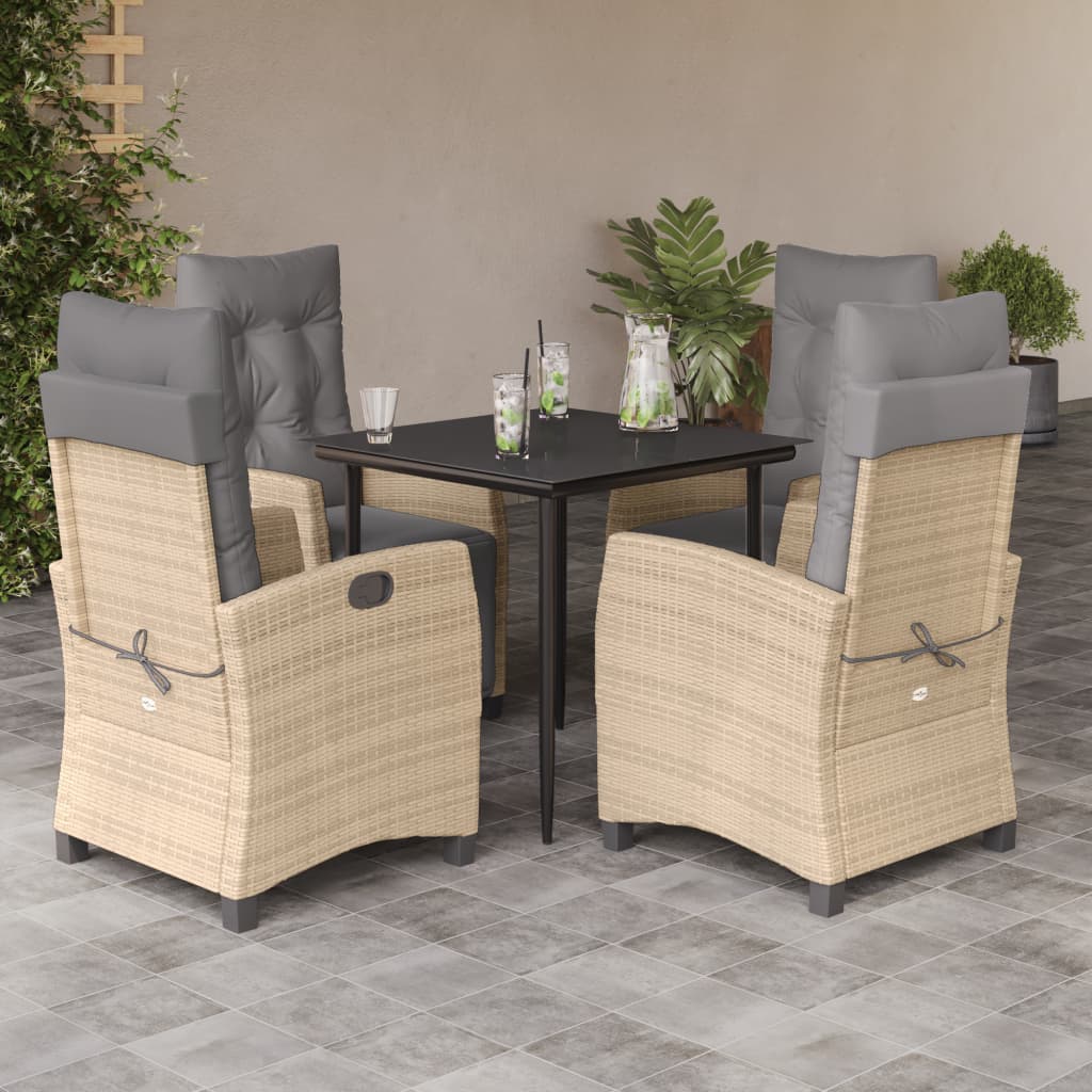 vidaXL 5-piece Garden Lounge Set with Cushions Poly Rattan Mixed Beige