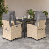 vidaXL 5-piece Garden Lounge Set with Cushions Poly Rattan Mixed Beige