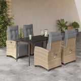 vidaXL 5-piece Garden Lounge Set with Cushions Poly Rattan Mixed Beige