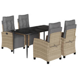 vidaXL 5-piece Garden Lounge Set with Cushions Poly Rattan Mixed Beige