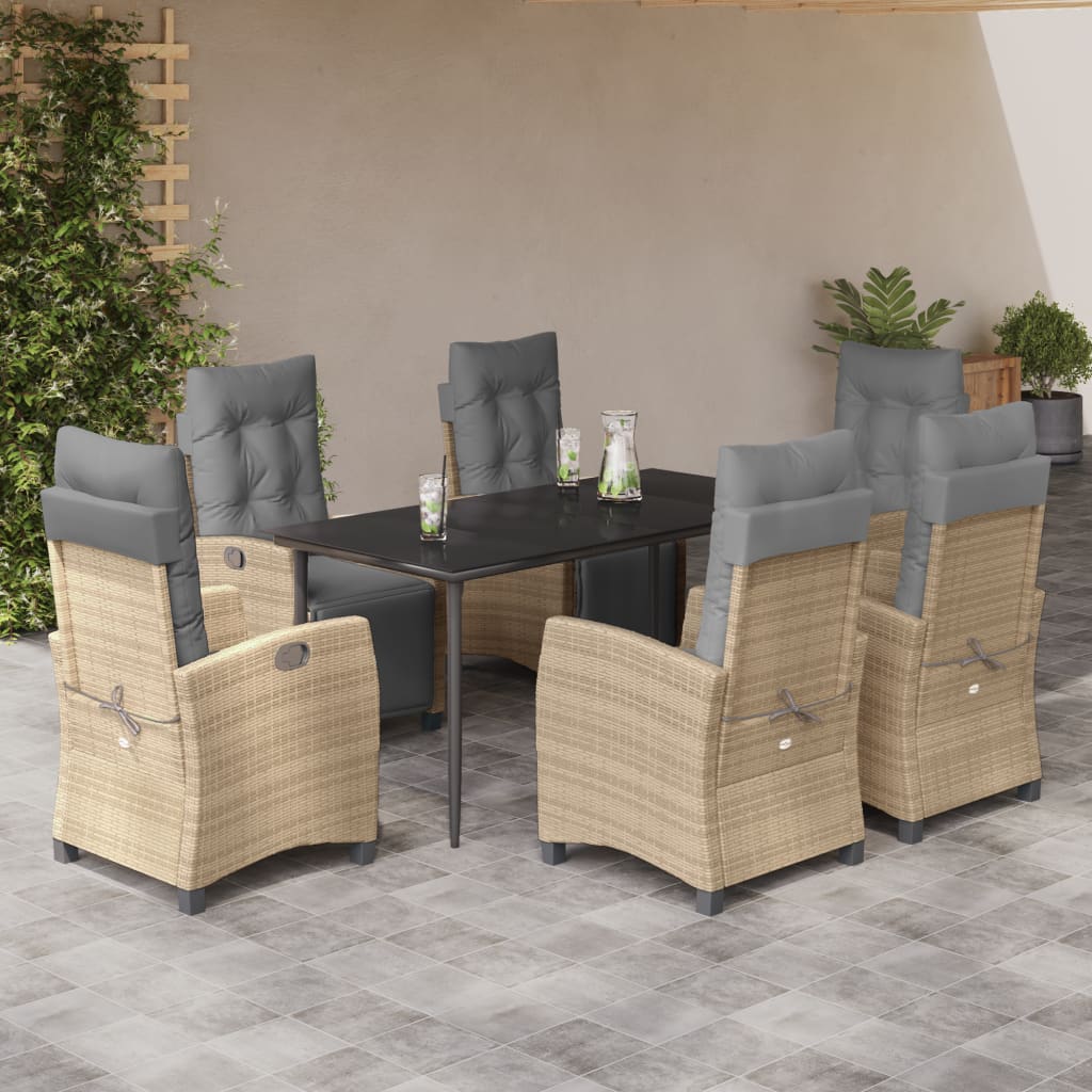 vidaXL 5-piece Garden Lounge Set with Cushions Poly Rattan Mixed Beige