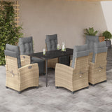 vidaXL 5-piece Garden Lounge Set with Cushions Poly Rattan Mixed Beige