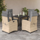 vidaXL 5-piece Garden Lounge Set with Cushions Poly Rattan Mixed Beige
