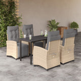 vidaXL 5-piece Garden Lounge Set with Cushions Poly Rattan Mixed Beige