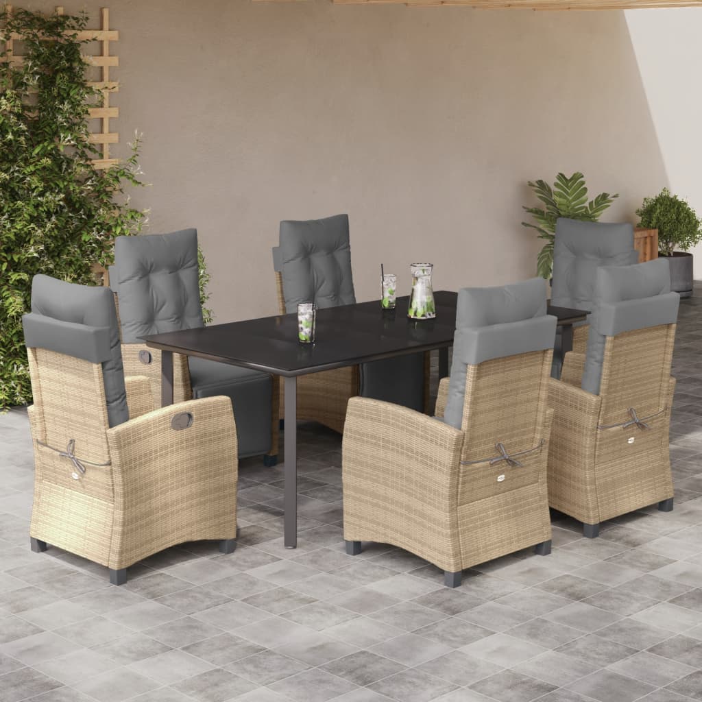 vidaXL 5-piece Garden Lounge Set with Cushions Poly Rattan Mixed Beige