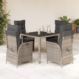 vidaXL 3-delige Tuinset met kussens poly rattan grijs