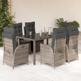 vidaXL 3-delige Tuinset met kussens poly rattan grijs