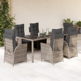 vidaXL 3-delige Tuinset met kussens poly rattan grijs