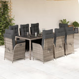 vidaXL 3-delige Tuinset met kussens poly rattan grijs