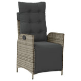 vidaXL 3-delige Tuinset met kussens poly rattan grijs