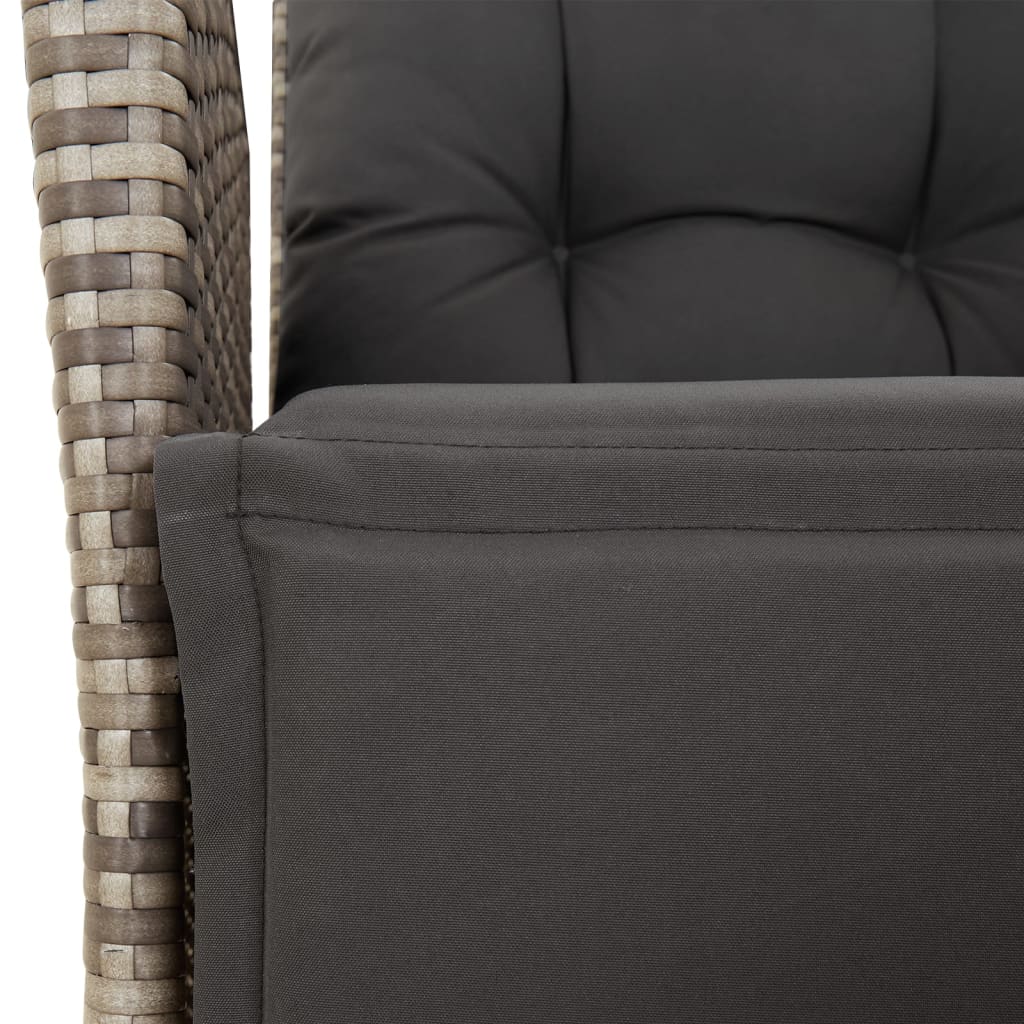 vidaXL 3-delige Tuinset met kussens poly rattan grijs